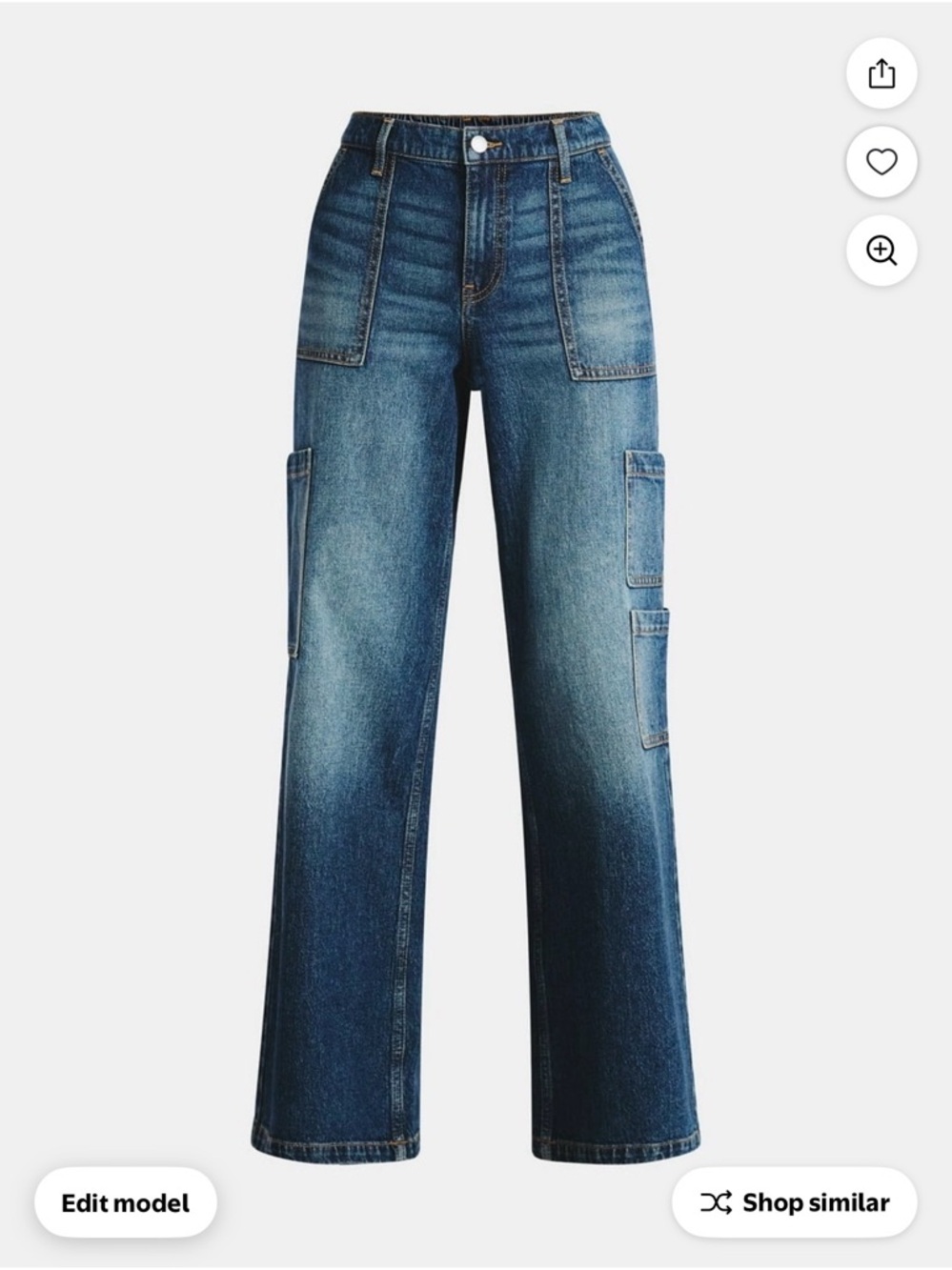 No Boundaries Dark Blue Wide-Leg Carpenter Jeans